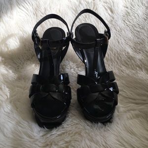 Black YSL Tribute Sandals